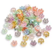 Шапочки для Бусин Акрил, Прозрачные, Цветок, АВ Цвет: Микс, Размер: 14х13х6мм, Отверстие: 2мм, около 75шт/25г, (УТ100026188)