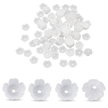 Шапочки для Бусин Акрил, Матовые, Цветок, Цвет: Прозрачный, Размер: 11х11х4мм, Отверстие: 1.2мм, (УТ100026190)