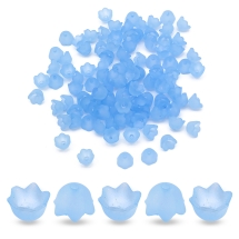 Шапочки для Бусин Акрил Матовые, Прозрачные, Цветок, Цвет: Голубой, Размер: 10х6мм, Отверстие 1.5мм,около 95шт/25г, (УТ100026193)