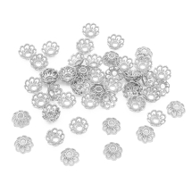 Шапочки для Намистин Металеві, Квітка, Колір: Платина, Розмір: 9х4мм, Отвір 2мм, (УТ100026211)