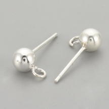 Срібло 925 Основи для Пусет з Петелькою під Сережки, 14мм, Кулька 3мм, Пін 0.7мм, (УТ100026258)