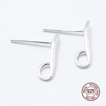 Серебро 925 Родированное Основы для Пусет под Серьги с Петелькой, 14х2мм, Пин 0.8мм, (УТ100026261)