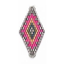 MIYUKI TOHO Японский Бисер Коннектор, Ручная Работа, Ромб, Цвет: Розовый, Размер: 44х20х1.7мм, Отв-тие 1.6-1.8мм, (УТ100026271)