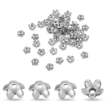 Шапочки для Бусин, Сплав, Цветок, Цвет: Античное Серебро, Размер: 6.5х3мм, Отверстие 1мм, (УТ100026277)