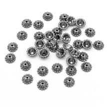 Шапочки для Бусин из Сплава, Цветок, Цвет: Оружейная Сталь, Размер 8х3мм, Отверстие 1мм, (УТ100026279)