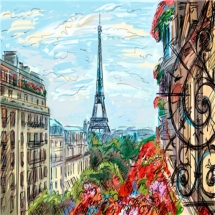 Картина за номерами "Париж", Полотно на Дерев'яному підрамнику, Акрилові Фарби, Пензлі, Розмір: 40х50см, (УТ100026285)