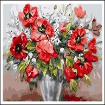 Картина по номерам "Букет маков", Холст на Деревянном подрамнике, Акриловые Краски, Кисти, Размер: 40х50см, (УТ100026331)