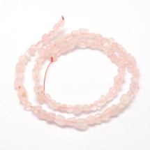 Бусины Натуральный Розовый Кварц Крошка, 3~5х3~5х3~8мм, Отверстие 1мм, около 80~85шт/38см/нить (УТ100026295)