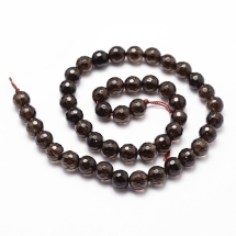 Бусины Натуральный Дымчатый Кварц Круглые, Граненые, 8мм, Отверстие 1мм, около 44шт/34~36см/нить, (УТ100026299)