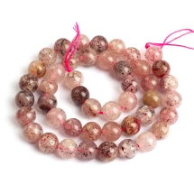 Бусины Натуральный Клубничный Кварц Круглые, 8мм, Отверстие 1мм, около 43шт/37см/нить, (УТ100026300)