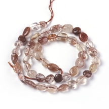 Бусины Натуральный Рутиловый Кварц Самородок Галтованные, 5~12х5~8мм, Отверстие 1мм, около 44шт/38см/нить, (УТ100026305)