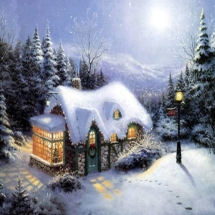 Картина за номерами "Зимовий будиночок", Полотно на Дерев'яному підрамнику, Акрилові Фарби, Пензлі, Розмір: 40х50см, (УТ100026334)