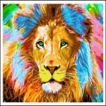 Картина за номерами "Барвистий лев", Полотно на Дерев'яному підрамнику, Акрилові Фарби, Пензлі, Розмір: 40х50см, (УТ100026368)