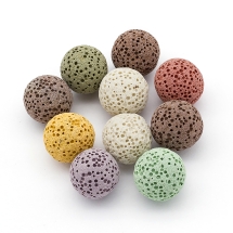Натуральня Лава, Шарики, Размер: 13~14мм, Без отверстия, Цвет: Микс цветов, (УТ100026393)