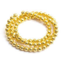 Бусины Натуральная Лава Круглые, Золотистые, 4мм, Отверстие 1мм, около 85шт/37см/нить, (УТ100026394)