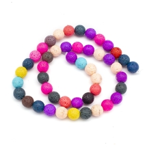 Бусины Натуральная Лава Круглые, Микс Цветов, 8мм, Отверстие 1мм, около 46шт/37см/нить, (УТ100026395)