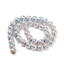 Бусины Натуральная Лава, На нитях, Круг, Цвет: Мультицвет, Размер: 10~10.5мм, Отверстие: 1.4мм, около 37шт/37.5см/нить, (УТ100026400)