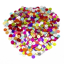 Пайетки Пластиковые Круглые, Микс, 6х0.2мм, Отверстие 1мм, около 4200шт/50г, (УТ100026419)