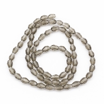 Намистини Скло Крапля, Прозорі, Грані, Колір: Сірий, 6х4мм, Отвір 1мм, близько 72шт/43см/нитка, (УТ100026113)