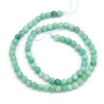 Намистини Натуральний Амазоніт, На нитках, Круглі, Колір: Зелений, Розмір: Діаметр: 6мм, Отвір 1мм, близько 62шт/38см/нитка, (УТ100026549)