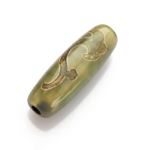 Намистини Натуральний Агат Дзі Руї Овальні, Чорний, 28.5-32x10-12.5мм, Отвір 1.5-3мм, (УТ100026577)