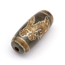 Бусины Натуральный Агат Дзи, Дракон, Овальные, Термоокрашенные, 28.5-32x10-12.5мм, Отверстие 1.5-3мм, (УТ100026578)