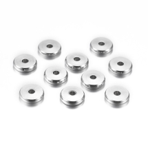 Бусины-Разделители, Нержавеющая Сталь, Поские Круглые, Размер: 8x2мм, Отверстие 2мм, (УТ100026632)