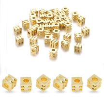 Бусины-Разделители Латунь Рифленые Кубики, Золото, 3х3х3мм, Отверстие 1.8мм, (УТ100026666)