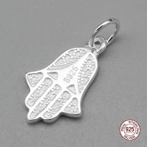 Серебро 925 Подвеска Кулон Рука Хамсы с Колечком, 17х10.5х1.5мм, Отверстие 4мм, (УТ100026676)