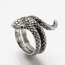 Кольцо Змея, Бижутерный Сплав, Цвет: Античное Серебро, Размер 16.5мм, (УТ100026683)