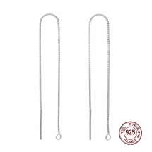 Серебро 925 Родированное Основа под Серьги- Пусеты с Цепочкой, Швензы - Протяжки, 100х0.65мм, Отверстие 1-2мм, (УТ100026684)