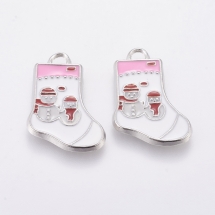 Кулон Носок Сплав, Эмалированный, Цвет: Белый, Размер: 24х16х2мм, Отверстие 2мм, (УТ100026698)