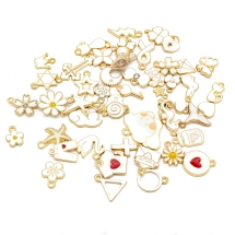 Набор Кулон Подвески Микс Белая Эмаль, Светлое Золото, 9-22х7-18мм, Отверстие 1.2-4мм, 45шт/упак, (УТ100026701)