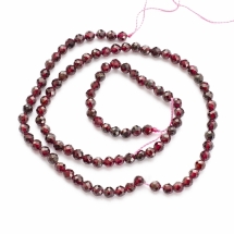 Намистини Натуральний Гранат, Круглі Гранені, Фіолетовий, 4мм, Отвір: 1мм, близько 81шт/36см/нитка, (УТ100026738)