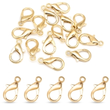 Застежка Карабин-Лобстер из Сплава, Светлое Золото, 21х12мм, Отверстие 2мм, (УТ100026794)