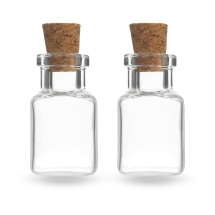 Стеклянная бутылочка для Бисера и Бусин, с Пробкой, Размер: 25х14х14мм, Диаметр горлышка: 9.5мм, Отверстие: 6мм, Обьем 2мл, (УТ100026824)