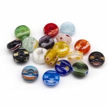 Шармы Евробусины Миллефиори, Лэмпворк, Ручная Работа, без Вставки, Рондель, Цвет: Разноцветный, Размер: 14х7мм, Отверстие 5мм, (УТ000000292)