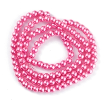 Жемчуг Бусины Стеклянные Глянцевые Круглые, Темно-Розовые, 8мм, Отверстие 1мм, около 100шт/80см/нить, (УТ100026913)