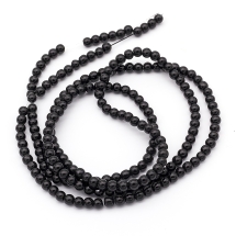 Жемчуг Бусины Стеклянные Глянцевые Круглые, Черный, 4-5мм, Отверстие 0.5мм, около 200шт/75см/нить, (УТ100026918)