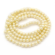 Жемчуг Бусины Стекло 6-7мм, Глянцевые, Круглые, Цвет: Лимонный , Диаметр: 6-7мм, Отверстие 1мм, около 125шт/75см/нить, (УТ100026920)