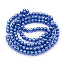 Жемчуг Бусины Стекло, Глянцевые, Круглые, Цвет: Синий , Диаметр: 6-7мм, Отверстие 1мм, около 125шт/75см/нить, (УТ100026922)