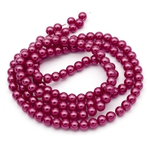 Перли Намистини Скло 6-7мм, Глянцеві, Круглі, Колір: Цегляний, Діаметр: 6-7мм, Отвір 1мм, близько 145шт/75см/нитка, (УТ100026924)