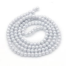 Жемчуг Бусины Стекло, Глянцевые, Круглые, Цвет: Светло-серый , Диаметр: 6-7мм, Отверстие 1мм, около 125шт/75см/нить, (УТ100026927)