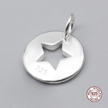 Серебро 925 Подвеска Кулон Звезда Круглая Плоская, 14.5х11х1.5мм, Отверстие 3мм, (УТ100026944)