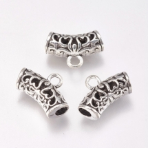 Бейл Бижутерный Сплав, Изогнутая Трубка Филигранная, Античное Серебро, 9х14х5мм, Отверстие 2мм, (УТ100026971)