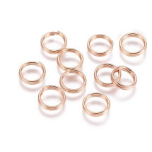 Колечки Двойные, Нержавеющая Сталь, Цвет: Розовое Золото, Размер: 10x2мм, Внутренний Диаметр 8мм, (УТ100026994)