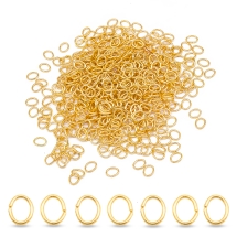 Колечки Одинарные Открытые Железные Овальные, Покрытие Золото 14К, 5.5x4.3x0.7мм, около 1140шт/50г, (УТ100027014)