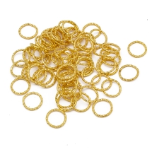 Колечки Одинарные Открытые, Железо, Рельефные, Цвет: Золото, Размер: 12х1мм, Внутренний Диаметр 10мм, около 75шт/20г, (УТ100027020)