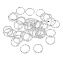Колечки Одинарные Открытые, Железо, Рельеф, Цвет: Серебро, Размер: 12х1мм, Внутренний Диаметр 10мм, около 60шт/20г, (УТ100027021)
