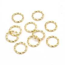 Колечки Одинарные Открытые Соединительные Нержавеющая Сталь Текстурные Спиральные, Позолота 24К, 8x1мм, (УТ100027064)